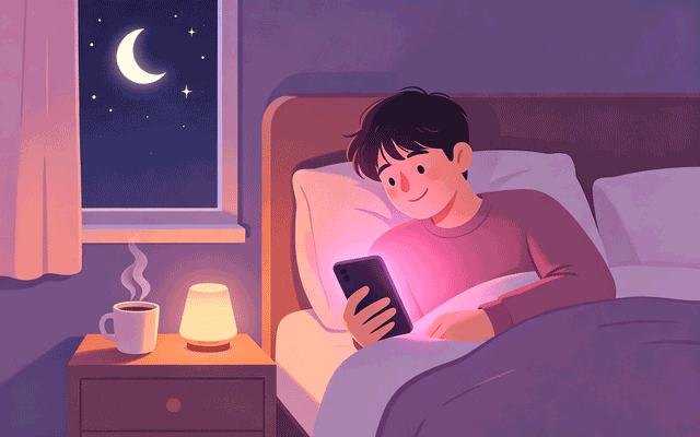 风月ai深夜陪伴使用场景插画